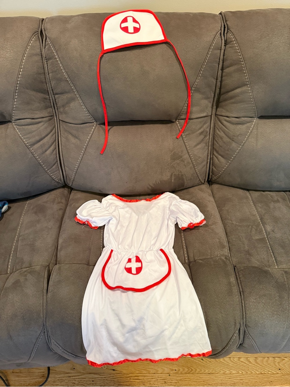 Kids White and Red Nurse Costume Dress and Cap